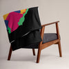 Africa Premium Throw Blanket - African Countries Map, on plain black