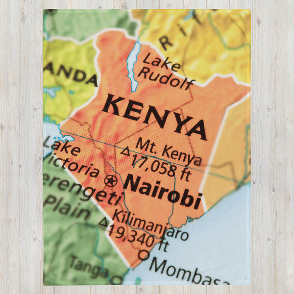 Kenya Throw Blanket - Kenya Map