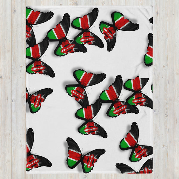 Kenya Flag Throw Blanket - Kenyan Flag (Butterflies pattern)