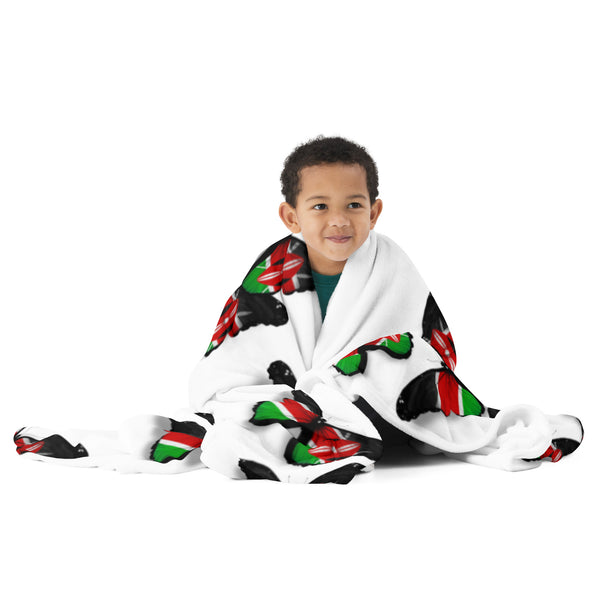 Kenya Flag Throw Blanket - Kenyan Flag (Butterflies pattern)