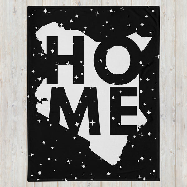 Kenya Premium Throw Blanket - Kenya White Map, on Starry Black Print
