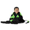 Kenya Premium Throw Blanket- Kenya Grass Green Map, on Plain Black
