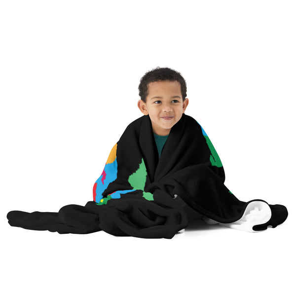 Africa Premium Throw Blanket - African Countries Map, on plain black