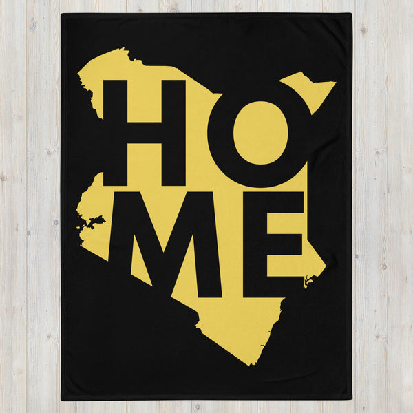 Kenya Premium Throw Blanket- Kenya Yellow Map, on Plain Black