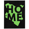 Kenya Premium Throw Blanket- Kenya Grass Green Map, on Plain Black