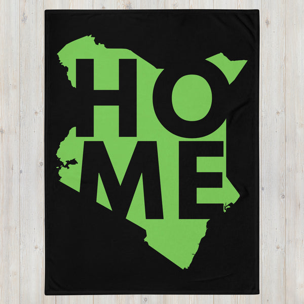 Kenya Premium Throw Blanket- Kenya Grass Green Map, on Plain Black