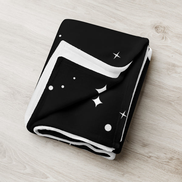 Kenya Premium Throw Blanket - Kenya White Map, on Starry Black Print