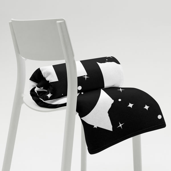 Kenya Premium Throw Blanket - Kenya White Map, on Starry Black Print