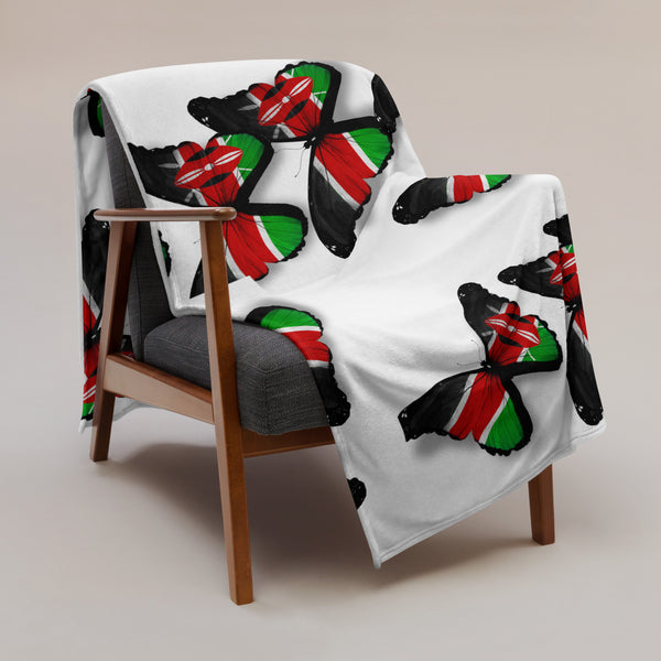 Kenya Flag Throw Blanket - Kenyan Flag (Butterflies pattern)