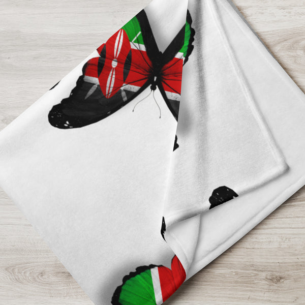 Kenya Flag Throw Blanket - Kenyan Flag (Butterflies pattern)