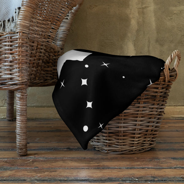 Kenya Premium Throw Blanket - Kenya White Map, on Starry Black Print
