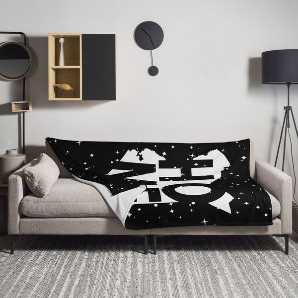 Kenya Premium Throw Blanket - Kenya White Map, on Starry Black Print