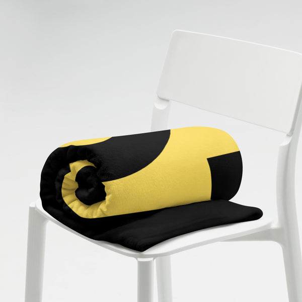Kenya Premium Throw Blanket- Kenya Yellow Map, on Plain Black