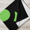 Kenya Premium Throw Blanket- Kenya Grass Green Map, on Plain Black