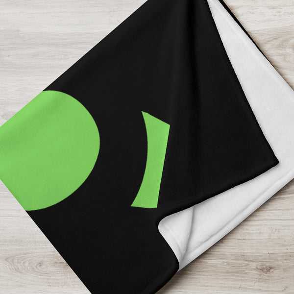 Kenya Premium Throw Blanket- Kenya Grass Green Map, on Plain Black