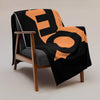 Kenya Premium Throw Blanket- Kenya Orange Map, on Plain Black