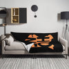 Kenya Premium Throw Blanket- Kenya Orange Map, on Plain Black