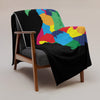 Africa Premium Throw Blanket - African Countries Map, on plain black