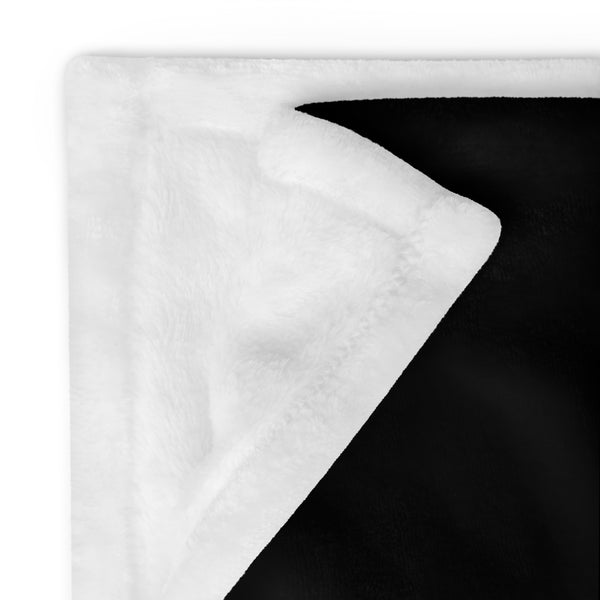 Kenya Premium Throw Blanket- Kenya Grass Green Map, on Plain Black