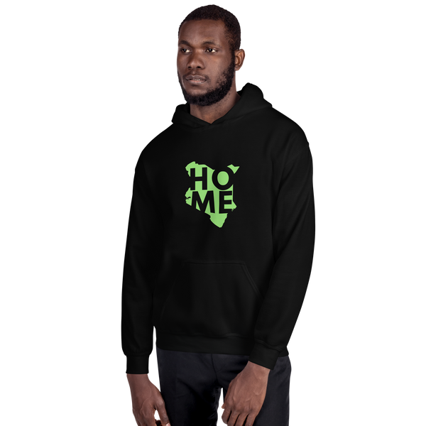 Kenya Unisex Hoodie - Grass Green Home, Kenyan Map