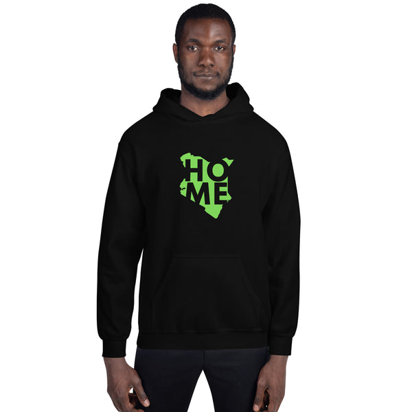 Kenya Unisex Hoodie - Grass Green Home, Kenyan Map