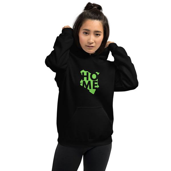 Kenya Unisex Hoodie - Grass Green Home, Kenyan Map