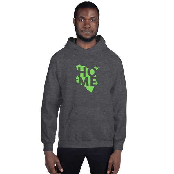 Kenya Unisex Hoodie - Grass Green Home, Kenyan Map