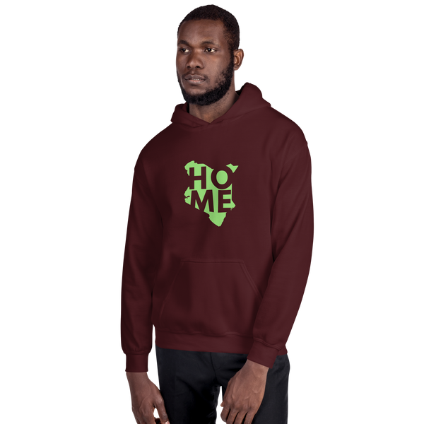 Kenya Unisex Hoodie - Grass Green Home, Kenyan Map