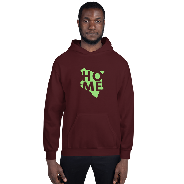 Kenya Unisex Hoodie - Grass Green Home, Kenyan Map