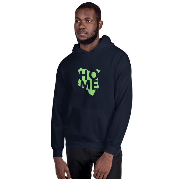 Kenya Unisex Hoodie - Grass Green Home, Kenyan Map