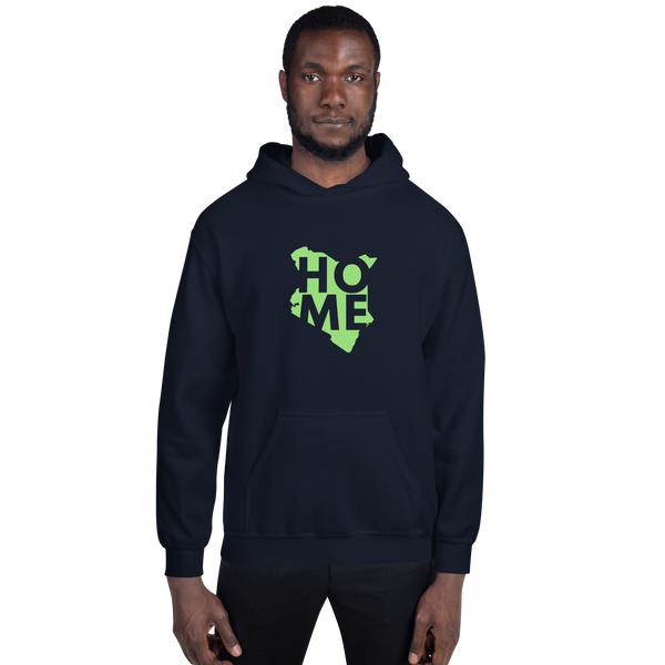 Kenya Unisex Hoodie - Grass Green Home, Kenyan Map