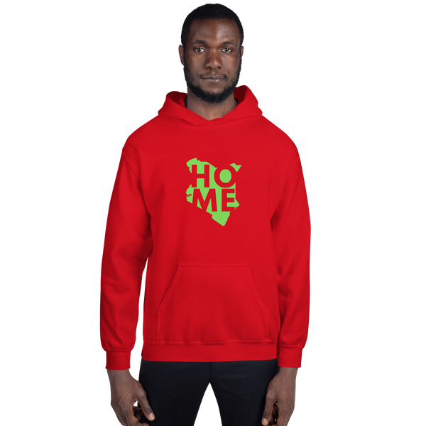Kenya Unisex Hoodie - Grass Green Home, Kenyan Map