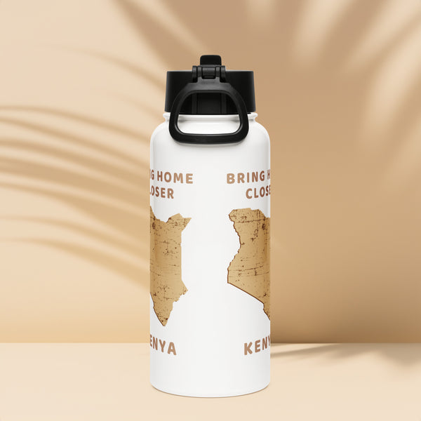 “Bring Home Closer: Kenya” Stainless steel water bottle with a straw lid