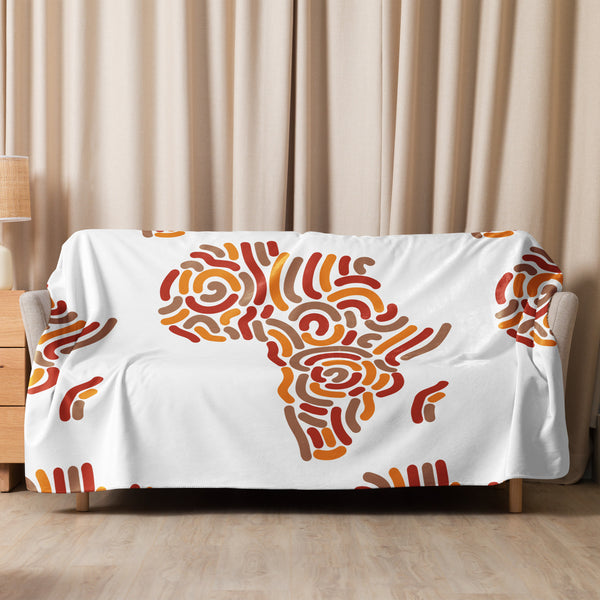 Africa Map Sherpa blanket(White)